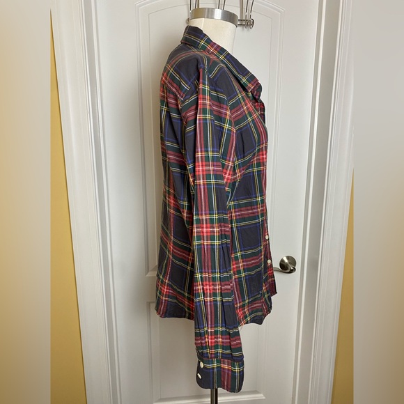 J. Crew Perfect Shirt Plaid Button down Tartan 100% Cotton Womens XL - Picture 2 of 10